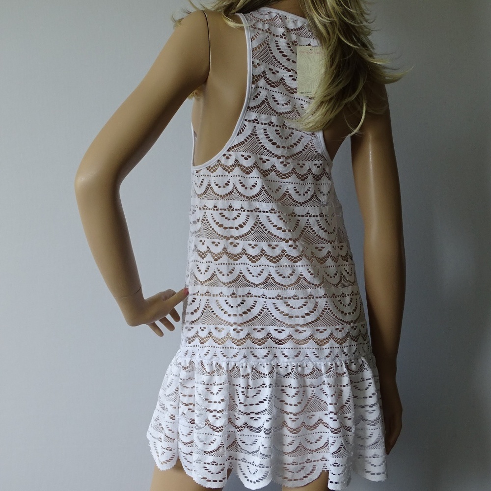 Miken White Crochet Swimsuit Cover Up NWT Small - Picture 2 of 2